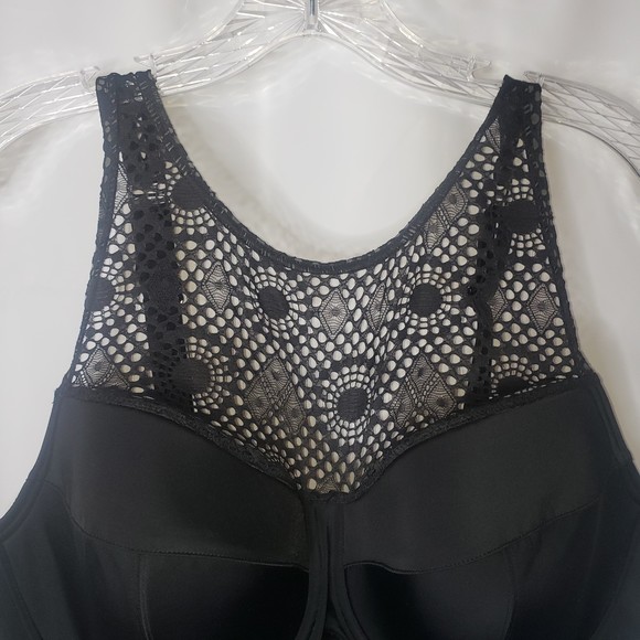 ADORE ME Black One Piece Swimsuit with Crochet Detail Plus Size 44DD NEW - Picture 5 of 11